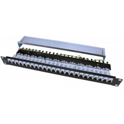 Hyperline PP3-19-24-8P8C-C6-SH-110D Патч-панель 19, 1U, 24 порта RJ-45 полн. экран., категория 6, Dual IDC, ROHS, цвет черный
