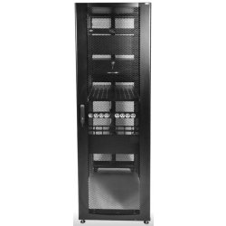 ЦМО ШТК-СП-48.6.12-48АА-9005 Шкаф серверный ПРОФ напольный 48U (600x1200) | Телекоммуникационный 19 шкаф, дверь перфорированная , задние двойные перфорированные, черный, в сборе