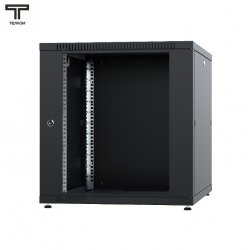 ТЕЛКОМ TLN-12.6.6-СМ.9005 Шкаф 12U 600x600x623мм (ШхГхВ) телекоммуникационный 19 напольный, передняя дверь стекло - задняя дверь металл, цвет черный (RAL9005)
