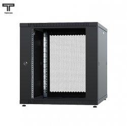 ТЕЛКОМ TLN-12.6.6-СП.9005 Шкаф 12U 600x600x623мм (ШхГхВ) телекоммуникационный 19 напольный, передняя дверь стекло - задняя дверь перфорация, цвет черный (RAL9005)