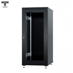 ТЕЛКОМ ТС-18.6.10-СМ Шкаф 18U 600x1000x920мм (ШхГхВ) телекоммуникационный 19 напольный, передняя дверь стекло - задняя дверь металл, цвет черный (RAL9005)