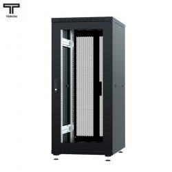 ТЕЛКОМ ТС-18.6.6-С2П Шкаф 18U 600x600x920мм (ШхГхВ) телекоммуникационный 19 напольный, передняя дверь стекло - задняя дверь перфорация распашная 2-х створчатая, цвет черный (RAL9005)