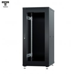 ТЕЛКОМ ТС-18.6.6-СМ Шкаф 18U 600x600x920мм (ШхГхВ) телекоммуникационный 19 напольный, передняя дверь стекло - задняя дверь металл, цвет черный (RAL9005)