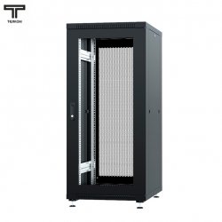 ТЕЛКОМ ТС-18.6.8-СП Шкаф 18U 600x800x920мм (ШхГхВ) телекоммуникационный 19 напольный, передняя дверь стекло - задняя дверь перфорация, цвет черный (RAL9005)ТС-18.6.8-СП.9005М фото