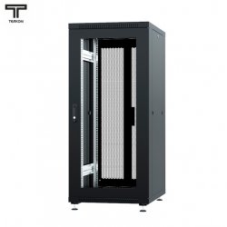 ТЕЛКОМ ТС-22.6.6-С2П Шкаф 22U 600x600x1098мм (ШхГхВ) телекоммуникационный 19 напольный, передняя дверь стекло - задняя дверь перфорация распашная 2-х створчатая, цвет черный (RAL9005)