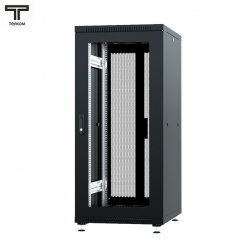 ТЕЛКОМ ТС-22.6.8-С2П Шкаф 22U 600x800x1098мм (ШхГхВ) телекоммуникационный 19 напольный, передняя дверь стекло - задняя дверь перфорация распашная 2-х створчатая, цвет черный (RAL9005)