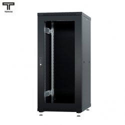 ТЕЛКОМ ТС-22.6.8-СМ Шкаф 22U 600x800x1098мм (ШхГхВ) телекоммуникационный 19 напольный, передняя дверь стекло - задняя дверь металл, цвет черный (RAL9005)