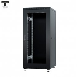ТЕЛКОМ ТС-27.6.10-СМ Шкаф 27U 600x1000x1320мм (ШхГхВ) телекоммуникационный 19 напольный, передняя дверь стекло - задняя дверь металл, цвет черный (RAL9005)
