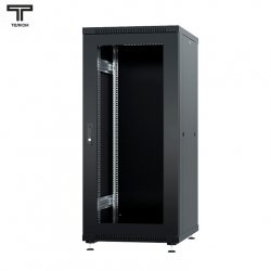 ТЕЛКОМ ТС-27.6.8-СМ Шкаф 27U 600x800x1320мм (ШхГхВ) телекоммуникационный 19 напольный, передняя дверь стекло - задняя дверь металлическая, цвет черный (RAL9005)