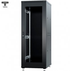 ТЕЛКОМ ТС-33.6.6-СМ Шкаф 33U 600x600x1587мм (ШхГхВ) телекоммуникационный 19 напольный, передняя дверь стекло - задняя дверь металл, цвет черный (RAL9005)