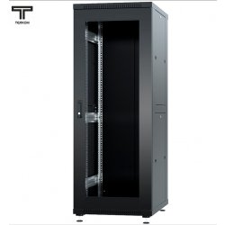 ТЕЛКОМ ТС-33.6.8-СМ Шкаф 33U 600x800x1587мм (ШхГхВ) телекоммуникационный 19 напольный, передняя дверь стекло - задняя дверь металл, цвет черный (RAL9005)