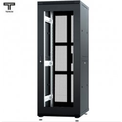 ТЕЛКОМ ТС-37.6.10-C2П Шкаф 37U 600x1000x1765мм (ШхГхВ) телекоммуникационный 19 напольный, передняя дверь стекло - задняя дверь перфорация распашная 2-х створчатая, цвет черный (RAL9005)