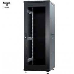 ТЕЛКОМ ТС-42.6.12-СМ Шкаф 42U 600x1200х1987мм (ШхГхВ) телекоммуникационный 19 напольный, передняя дверь стекло - задняя дверь металл, цвет черный (RAL9005)