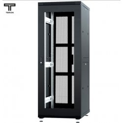 ТЕЛКОМ ТС-42.6.8-С2П Шкаф 42U 600x800x1987мм (ШхГхВ) телекоммуникационный 19 напольный, передняя дверь стекло - задняя дверь перфорация распашная 2-х створчатая, цвет черный (RAL9005)