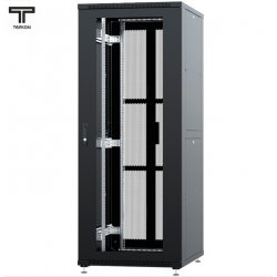 ТЕЛКОМ ТСМ-42.8.10-С2П Шкаф 42U 800x1000x1987мм (ШхГхВ) телекоммуникационный 19 напольный, передняя дверь стекло - задняя дверь перфорация распашная 2-х створчатая, цвет черный (RAL9005)