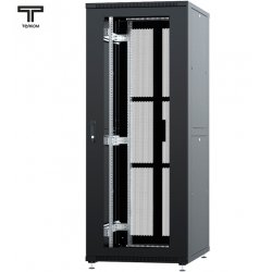 ТЕЛКОМ ТСМ-42.8.12-С2П Шкаф 42U 800x1200x1987мм (ШхГхВ) телекоммуникационный 19 напольный, передняя дверь стекло - задняя дверь перфорация распашная 2-х створчатая, цвет черный (RAL9005)