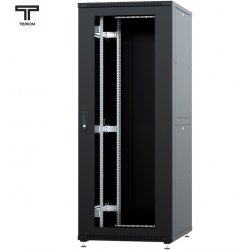 ТЕЛКОМ ТСМ-42.8.12-СМ Шкаф 42U 800x1200х1987мм (ШхГхВ) телекоммуникационный 19 напольный, передняя дверь стекло - задняя дверь металл, цвет черный (RAL9005)