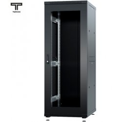 ТЕЛКОМ ТС-47.6.12-СМ  Шкаф 47U 600x1200х2209мм (ШхГхВ) телекоммуникационный 19 напольный, передняя дверь стекло - задняя дверь металл, цвет черный (RAL9005)