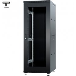 ТЕЛКОМ ТС-47.6.6-СМ Шкаф 47U 600x600x2209мм (ШхГхВ) телекоммуникационный 19 напольный, передняя дверь стекло - задняя дверь металл, цвет черный (RAL9005)