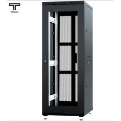 ТЕЛКОМ ТС-47.6.8-С2П Шкаф 42U 600x800x2209мм (ШхГхВ) телекоммуникационный 19 напольный, передняя дверь стекло - задняя дверь перфорация распашная 2-х створчатая, цвет черный (RAL9005)