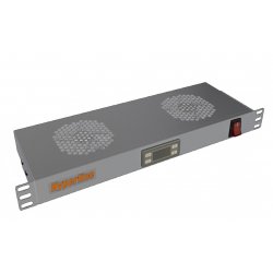 Hyperline TRFA-MICR-2F-RAL7035 Модуль вентиляторный 19, 1U, глубиной 170мм, с термостатом и 2-мя вентиляторами, номинальная мощность 35.20 Вт, датчик температуры, кабель питания C13-Schuko 1.8м, цвет серый (RAL 7035)
