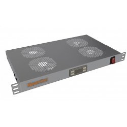 Hyperline TRFA-MICR-4F-RAL7035 Модуль вентиляторный 19, 1U, глубиной 170мм, с термостатом и 4-мя вентиляторами, номинальная мощность 35.20 Вт, датчик температуры, кабель питания C13-Schuko 1.8м, цвет серый (RAL 7035)