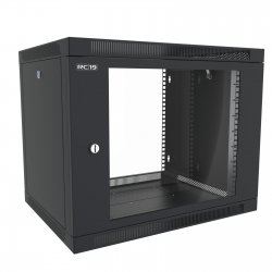 RC19 ШРН-Э-6.45 G-BK Шкаф телекоммуникационный настенный 19, 6U разборный 600х450 мм., дверь стекло, цвет черный RAL 9005