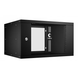 Cabeus WSC-05D-6U55/45-BK Шкаф телекоммуникационный настенный 19 6U, серия LIGHT разборный, дверь стекло, цвет черный