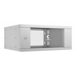 Cabeus WSC-05D-4U55/45 Шкаф телекоммуникационный настенный 19 4U, серия LIGHT разборный, дверь стекло, цвет серый