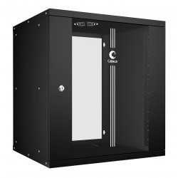 Cabeus WSC-05D-12U55/45-BK Шкаф телекоммуникационный настенный 19 12U, серия LIGHT разборный, дверь стекло, цвет черный