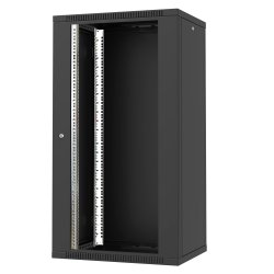 ТЕЛКОМ TL-22.6.4-С.9005МА Шкаф настенный 22U 600x450x1070мм (ШхГхВ) телекоммуникационный 19, дверь стеклянная в металлической раме, цвет черный (RAL9005МА) (4 места)