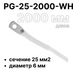 RC19 PG-25-2000-WH Перемычка ПВ3/ПуГВ белая, сечение 25 мм2, длина 2000 мм, диаметр отверстия наконечника 6 ммPG-25-2000-WH фото