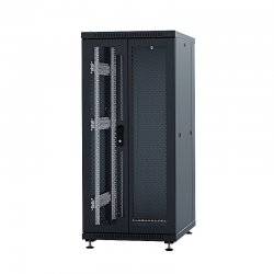 ТЕЛКОМ ТС-18.6.10-2ПZS.9005М Шкаф напольный 18U 600x1000x920мм (ШхГхВ) телекоммуникационный 19, передняя дверь перфорированная распашная 2-х створчатая - задняя металлическая панель, цвет черный (RAL9005М) (5 мест)