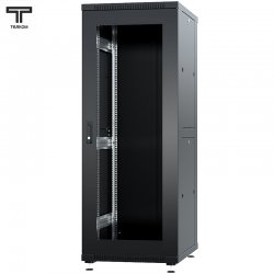 ТЕЛКОМ ТС-37.6.8-СZS.9005М Шкаф напольный 37U 600x800х1765мм (ШхГхВ) телекоммуникационный 19, передняя дверь стеклянная - задняя металлическая панель, цвет черный (RAL9005М) (5 мест)