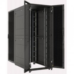 ЦМО ШТК-СП-48.8.12-48АА-9005 Шкаф серверный ПРОФ напольный 48U (800x1200) | Телекоммуникационный 19 шкаф, дверь перфорированная , задние двойные перфорированные, черный, в сборе