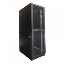 Шкаф серверный напольный 42U (600x1200) дверь перфорированная, задние двойные перфорированные, цвет черный