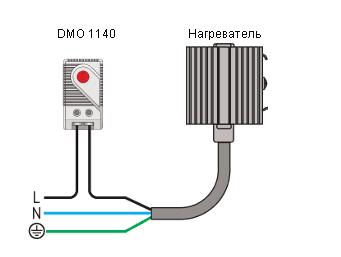 Пример подключения терморегулятора для контроля нагревателя