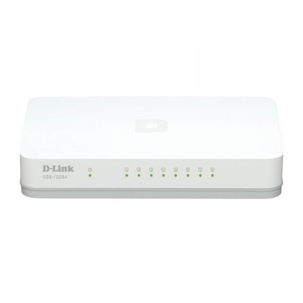 Коммутатор неуправляемый DGS-1008A/D1A, L2 Unmanaged Switch with 8 10/100/1000Base-T ports.8K Mac address,Auto-sensing, 802.3x Flow Control, St