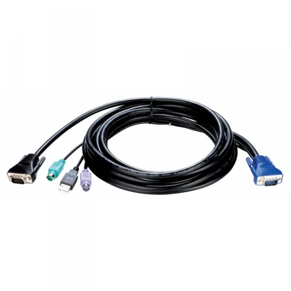 Кабель KVM Cable with VGA, 2 x PS/2 and USB connectors for KVM-440/450, 3m.