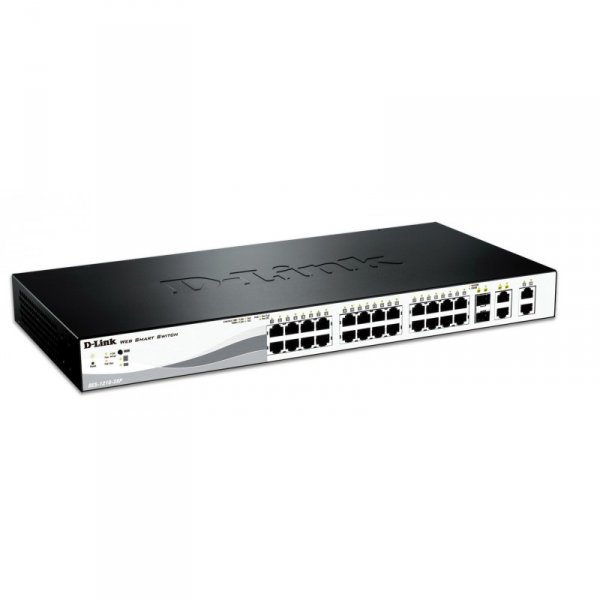 Управляемый коммутатор DES-1210-28P/C2A, L2 Smart Switch with 24 10/100Base-TX ports and 2 10/100/1000Base-T ports and 2 100/1000Base-T/SFP combo-port