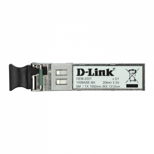 Модуль D-Link DEM-220T, 100Base-BX-D Single-Mode 20KM SFP Transceiver (TX-1550/RX-1310 nm)