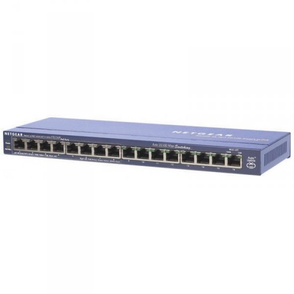 Коммутатор NETGEAR 16-port 10/100 Mbps (8 PoE ports) switch w ext. p/s, PoE budget up to 55W
