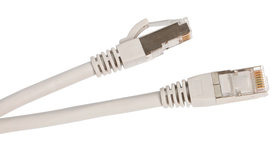 Патч корд S/FTP экранированный, Кат 6a, 10G, 1,5м, серый. RJ45-RJ45, LSZH