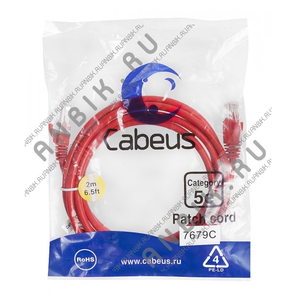 Cabeus PC-UTP-RJ45-Cat.5e-2m-RD-LSZH Патч-корд UTP, категория 5e, 2 м, LSZH, неэкранированный, красный
