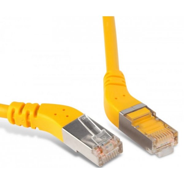 Hyperline PC-APM-STP-RJ45/R45-RJ45/R45-C6-1M-LSZH-YL Патч-корд F/UTP угловой, экранированный, правый 45°-правый 45°, Cat.6, LSZH, 1 м, желтый