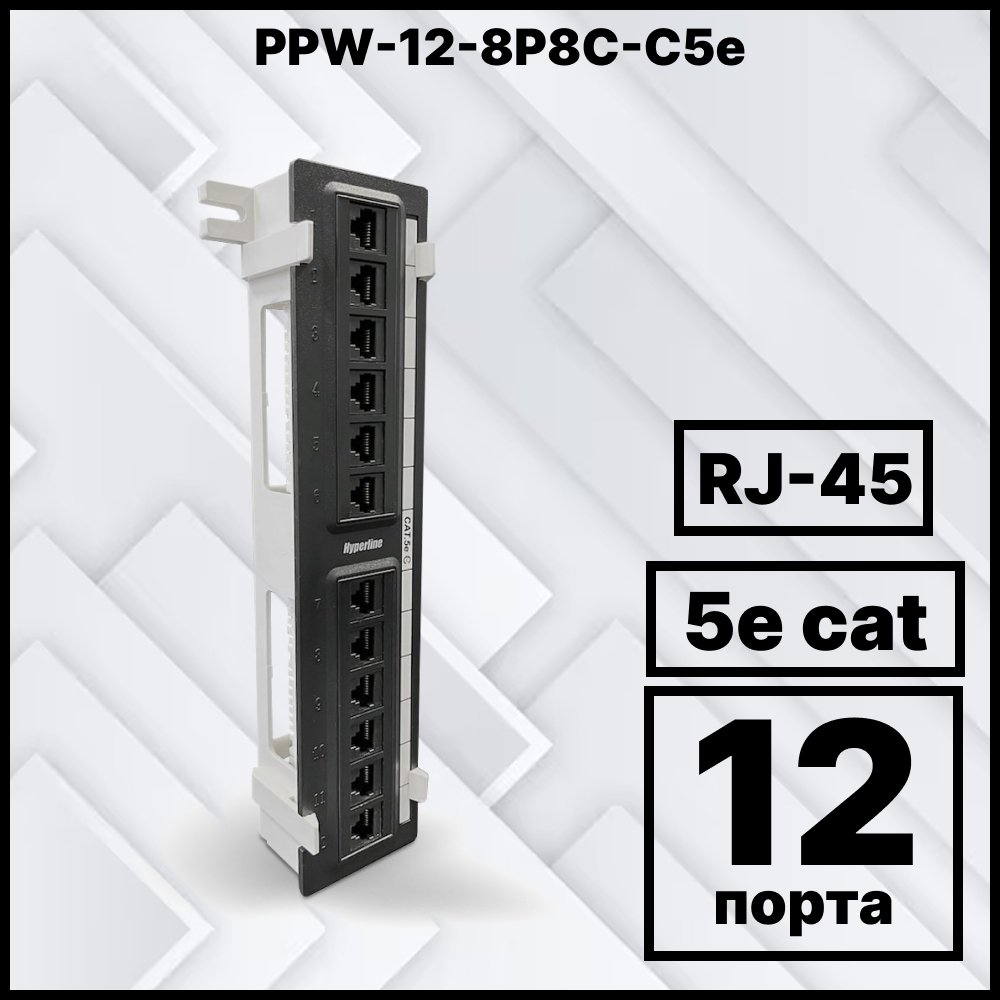 PPW-12-8P8C-C5e Патч-панель настенная, 12 портов RJ-45(8P8C), категория 5е, с подставкойPPW-12-8P8C-C5e фото