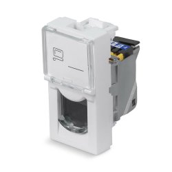 Cabeus KJ-RJ45-Cat.6a-SH-180T-FP-L-22,5 Keystone Jack RJ-45(8P8C), 180 градусов, категория 6a, экранированная, безинструментный монтаж, вставка Mosaic