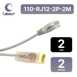 Патч-корд 110 тип-RJ12 тип, 2 пары, 2 м. MAXYS