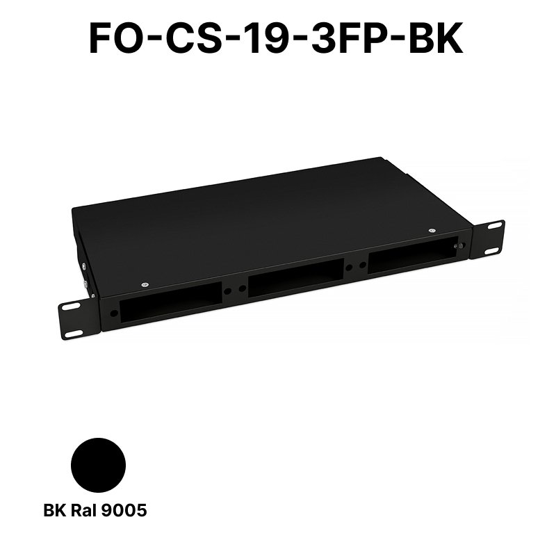 Cabeus FO-CS-19-3FP-BK Кросс бокс оптический 19 1U на 3 адаптерные панели, цвет черныйFO-CS-19-3FP-BK фото