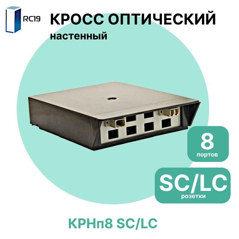 Настенный оптический бокс пластиковый КРНп на 8 портов SC/LC, с держателем на 16 гильз RC19КРНп8 SC/LC фото